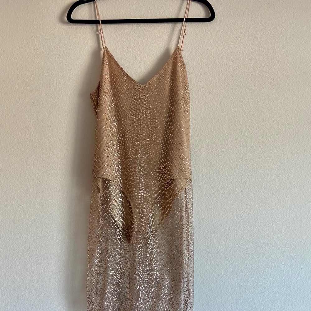 Meshki Aviana Jewelled Midi Dress - Rose Gold